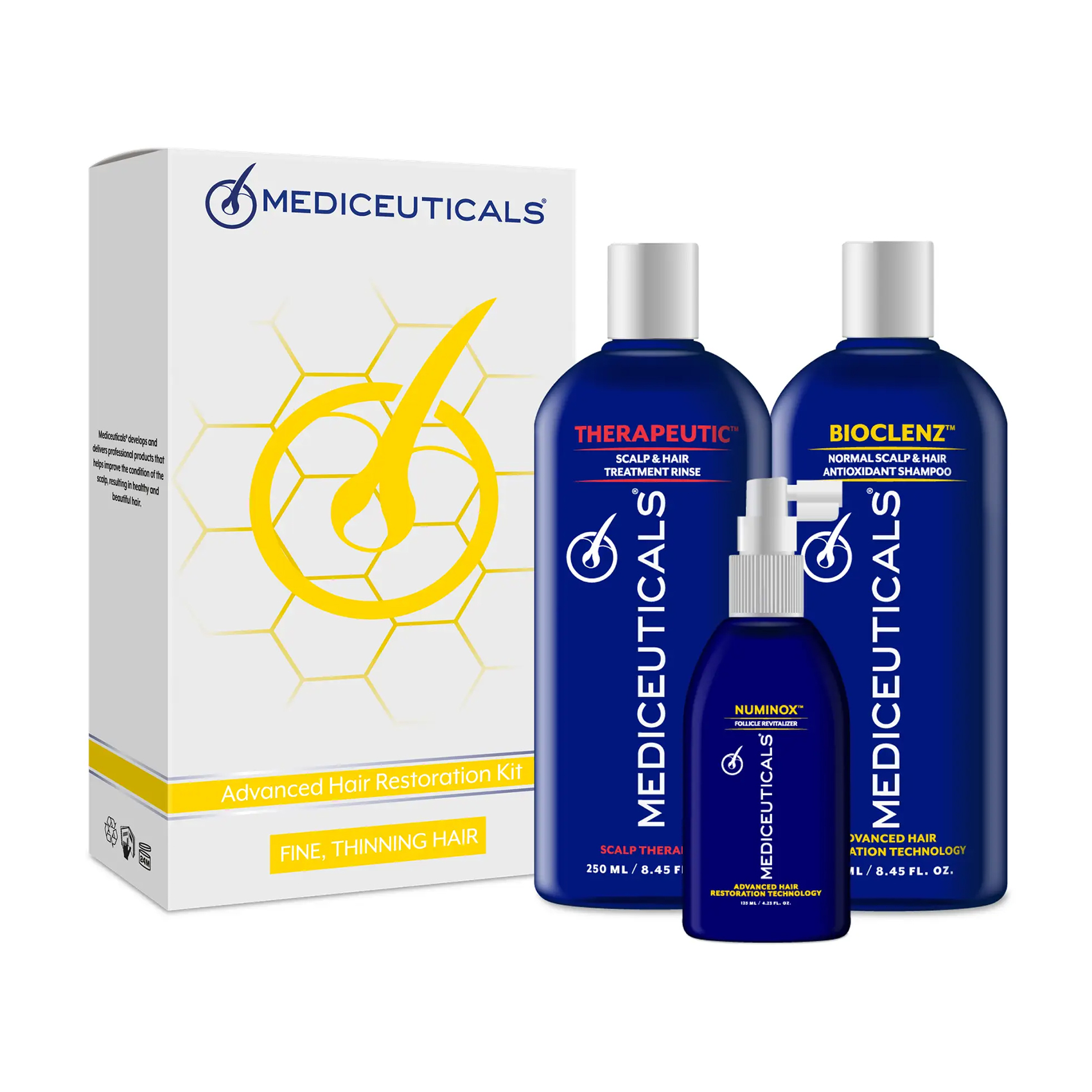 Чоловічий набір для тонкого волосся Mediceuticals Advanced Hair Restoration Kit (шампунь, 250 мл + кондиціонер, 250 мл + сироватка, 125 мл)