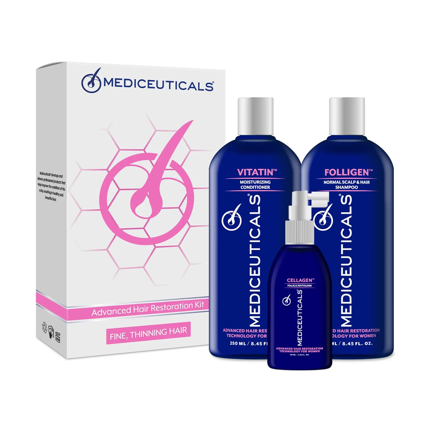 Набір для тонкого волосся Mediceuticals Advanced Hair Restoration Kit (шампунь, 250 мл + кондиціонер, 250 мл + сироватка, 125 мл)
